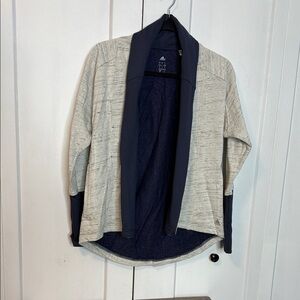 Adidas Heather Gray and Navy Cardigan duster - small